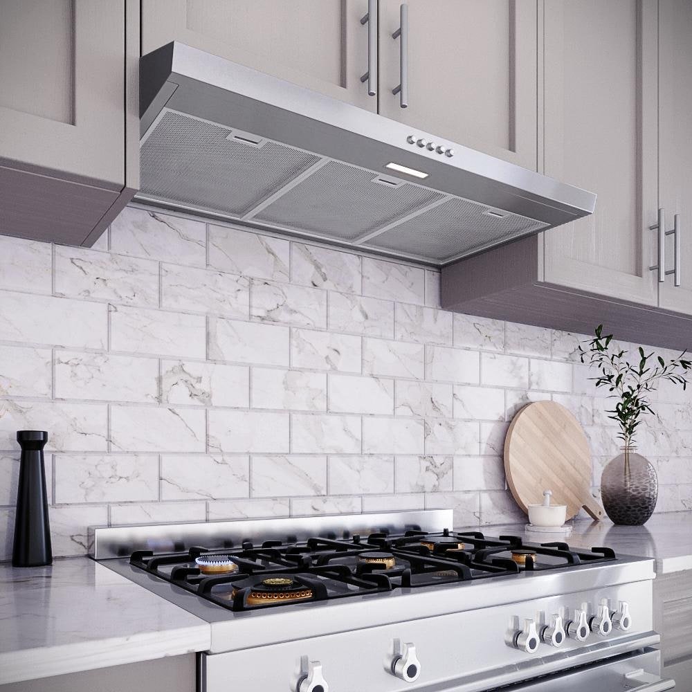 36 in. Donini Ductless Under Cabinet Range Hood in Brushed Stainless Steel, Mesh Filter, Push Button Control, LED Light - Image 2