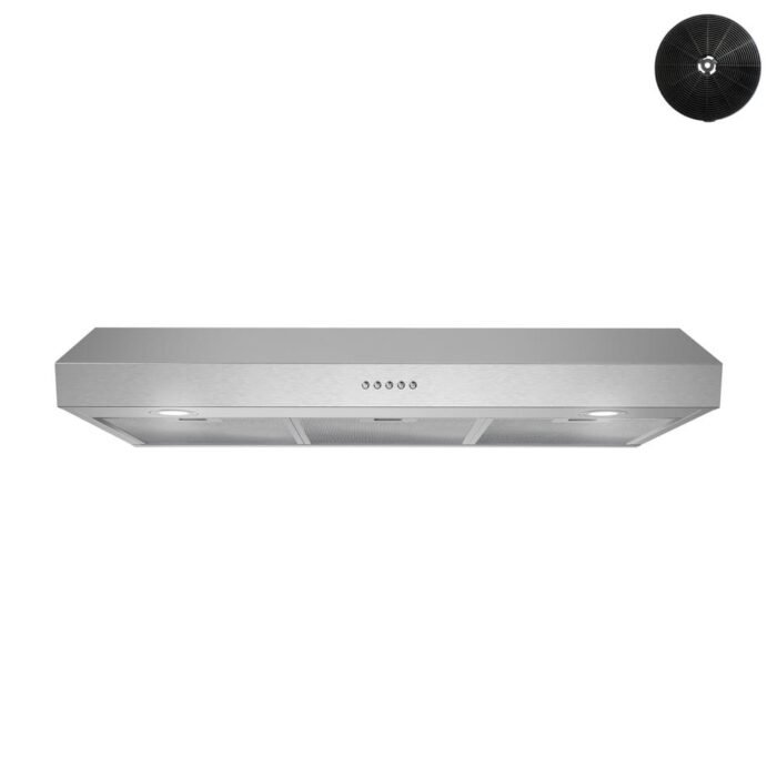 36 in. 165 CFM Ostiglia Ductless Under Cabinet Range Hood in Brushed Steel,Mesh Filters, Push Button Control, LED Lights
