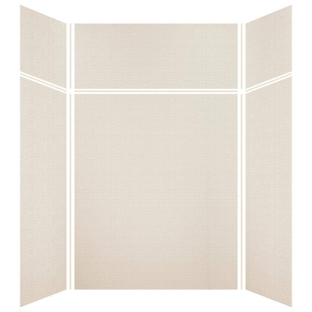 Expressions 48 in. x 60 in. x 96 in. 4-Piece Easy Up Adhesive Alcove Shower Wall Surround in Cameo - Image 2