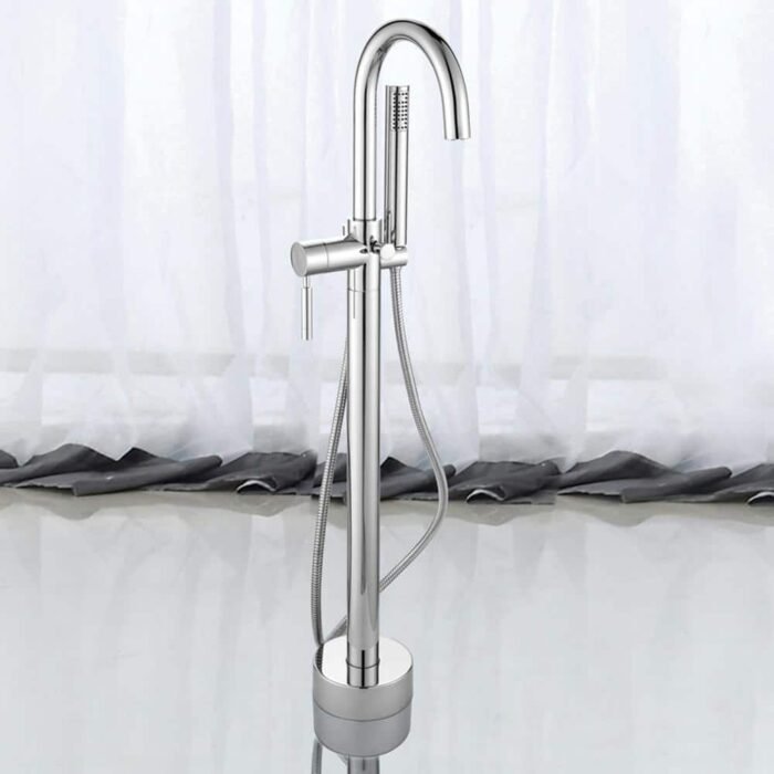 Milly 1-Handle Freestanding Roman Tub Faucet with Hand Shower in Chrome - Image 3
