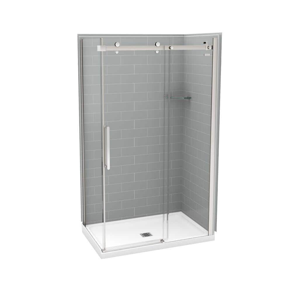 Utile Metro 32 in. x 48 in. x 83.5 in. Center Drain Corner Shower Kit in Ash Grey with Chrome Shower Door - Image 2