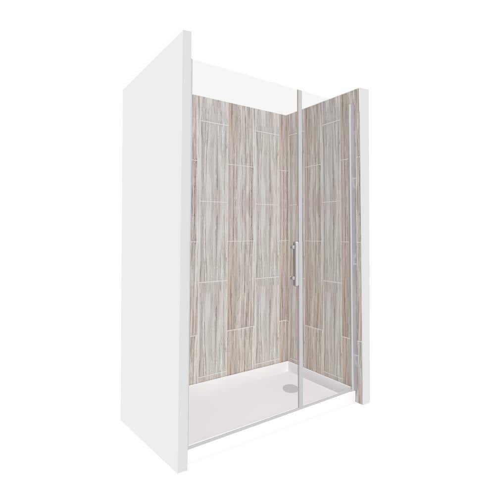 Driftwood-Salishan 48 in. x 36 in. x 83 in. Base/Wall/Door Rectangular Alcove Shower Stall/Kit Chrome Center - Image 2