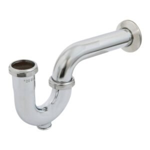 1-1/2 in. P-Trap with Drain Plug for Tubular Drain Applications, 17GA Chrome Plated Brass