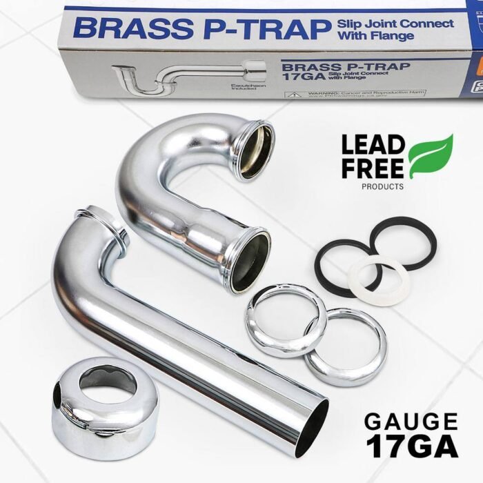 1-1/2 in. P-Trap with Box Escutcheon for Tubular Drain Applications, 17GA Chrome Plated Brass - Image 3