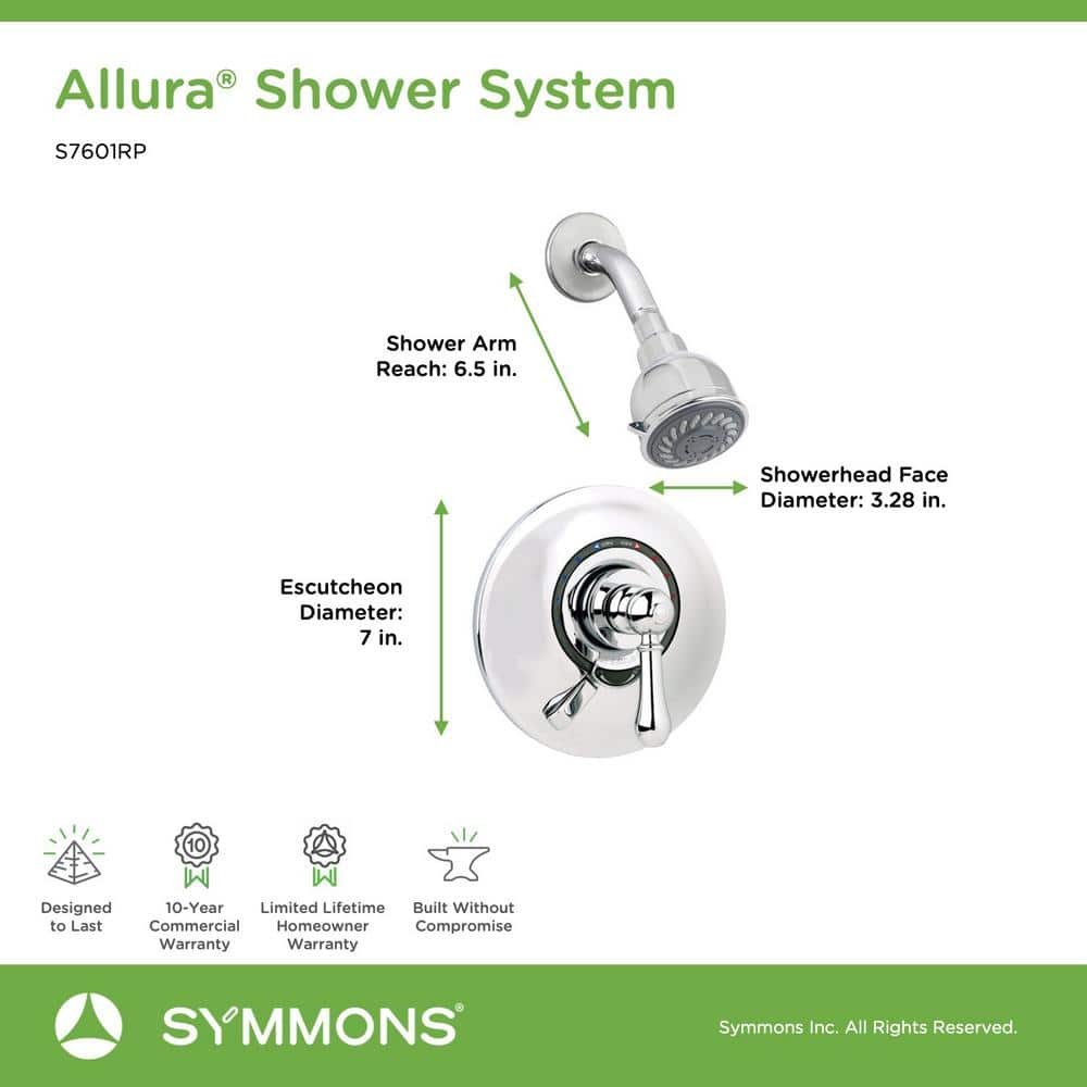 Allura Single Handle 2-Spray Shower Faucet 1.75 GPM with Low Flow in. Polished Chrome (Valve Included) - Image 2