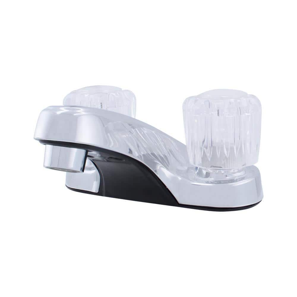 4 in. Centerset Double-Handle Lavatory Faucet with Matching Push Pop-Up Chrome