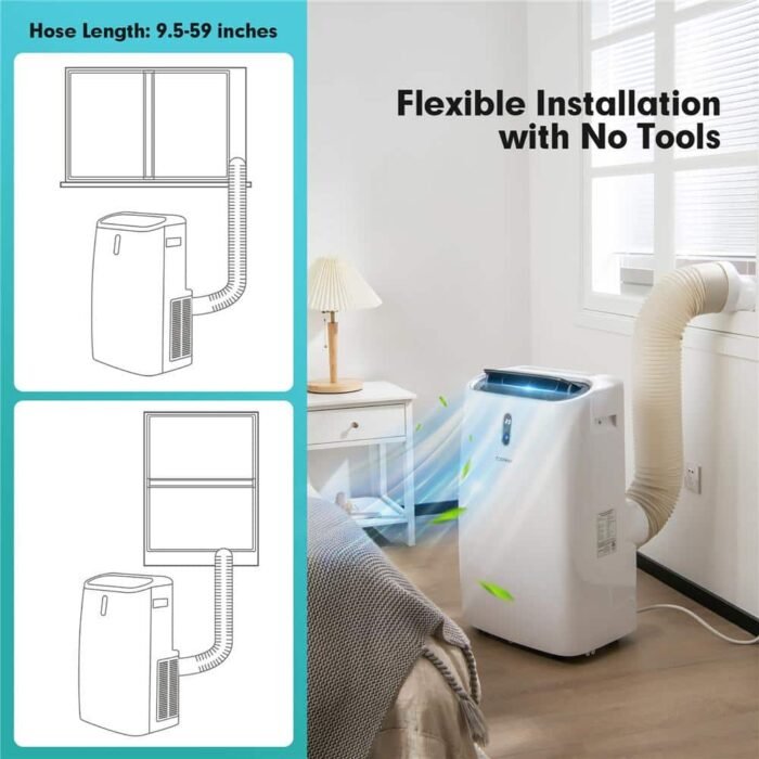 9,000 BTU Portable Air Conditioner Cools 450 Sq. Ft. with Heater, Dehumidifier and Wi-Fi Smart Control in White - Image 2