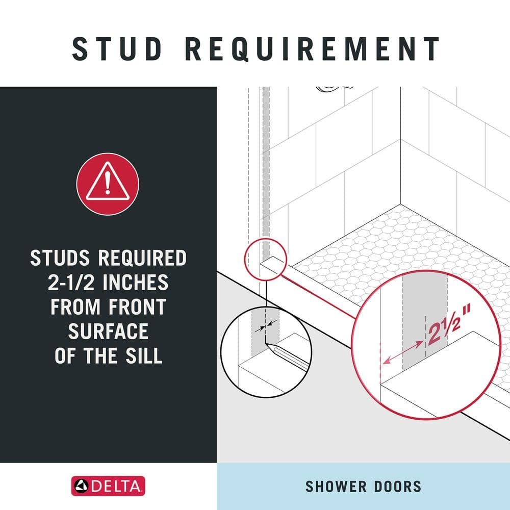 Classic 500 55-3/8 to 59-3/8 in. W x 71-1/8 in. H Frameless Sliding Shower Door in Matte Black with 5/16 in. Clear Glass - Image 4