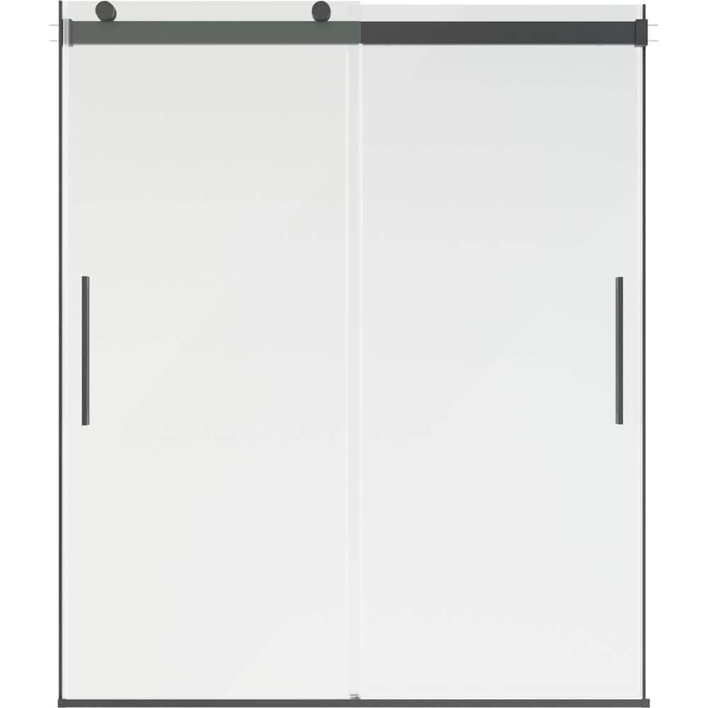 Classic 500 55-3/8 to 59-3/8 in. W x 71-1/8 in. H Frameless Sliding Shower Door in Matte Black with 5/16 in. Clear Glass - Image 2