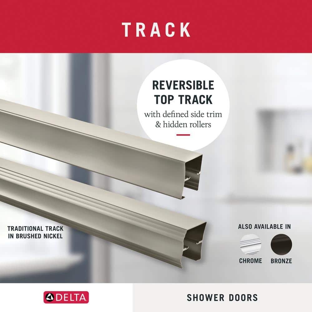 Traditional 59-3/8 in. W x 58-1/8 in. H Semi-Frameless Sliding Bathtub Door in Nickel with 1/4 in. Tempered Rain Glass - Image 3