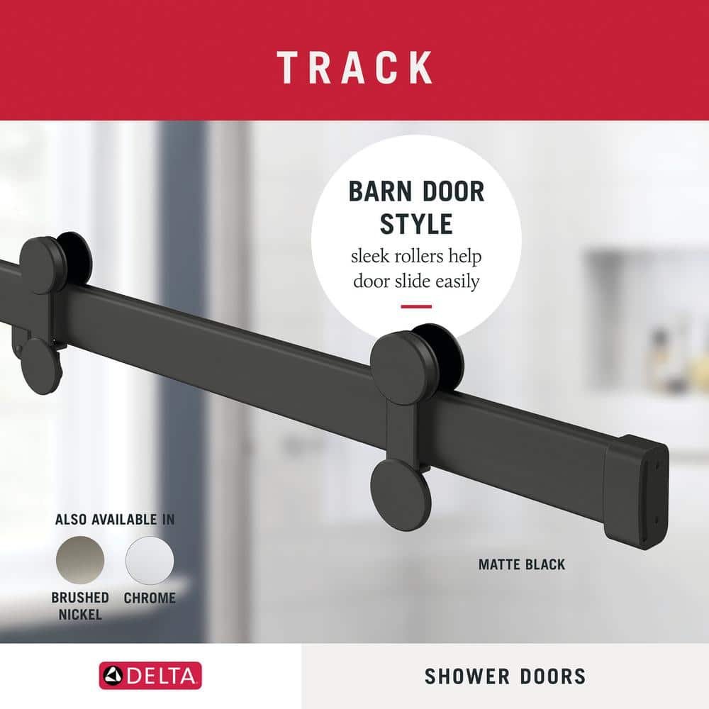 Paxos 51-1/2 to 60 in. W x 62- H Frameless Sliding Bathtub Door in Matte Black with 5/16 in. Clear Glass - Image 4