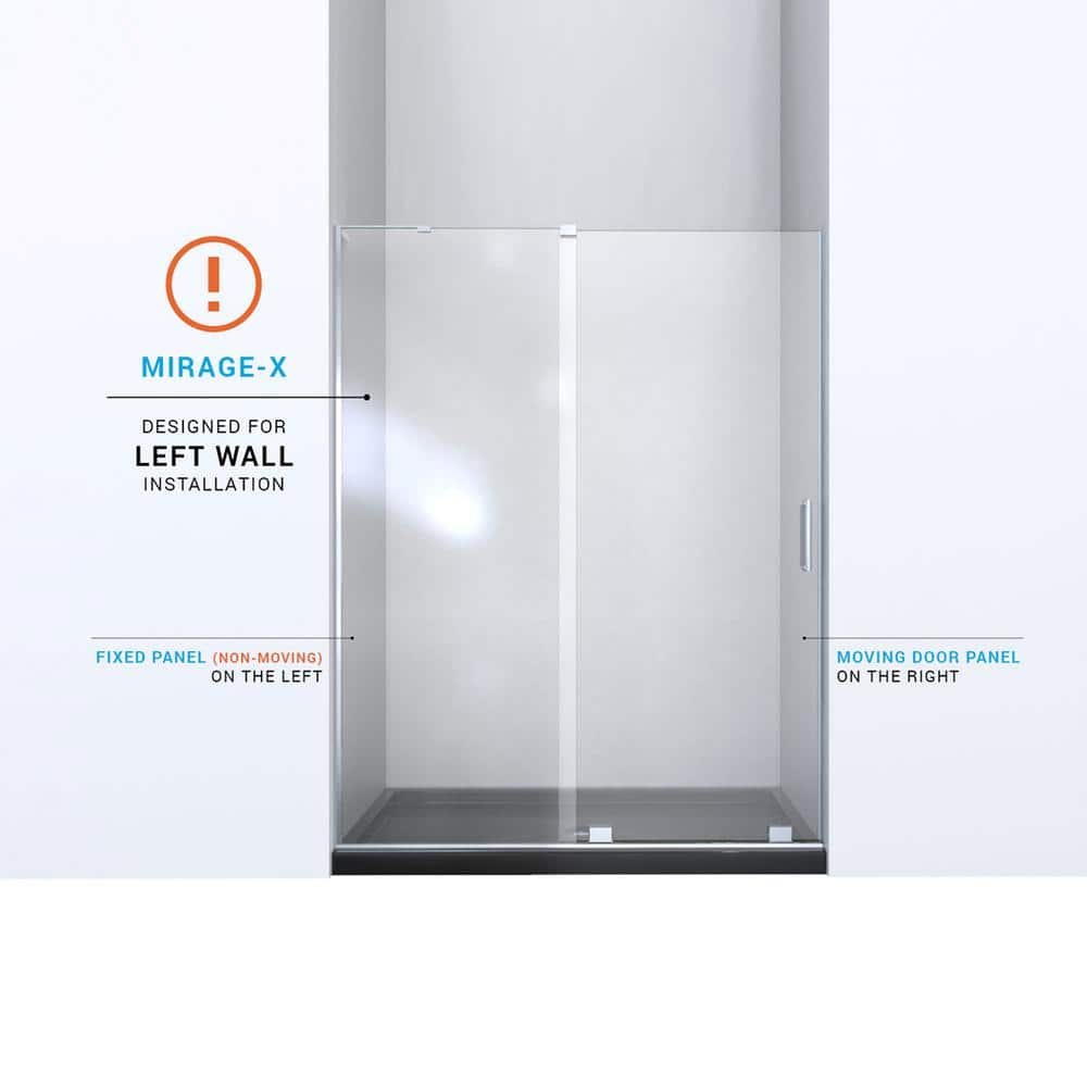 Mirage-X 56 in. to 60 in. x 58 in. Semi-Frameless Sliding Tub Door in Brushed Nickel - Image 4