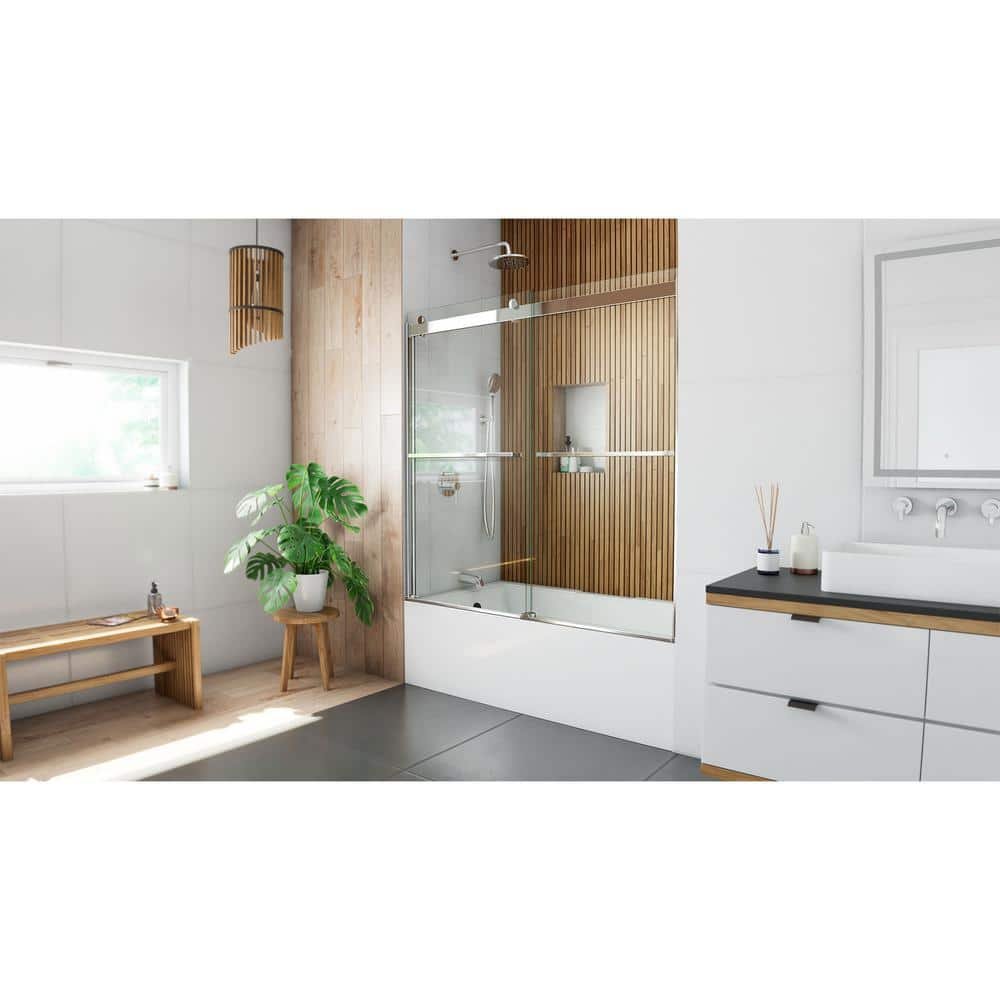 Sapphire 56 in. to 60 in. W x 60 in. H Semi-Frameless Bypass Tub Door in Chrome - Image 4