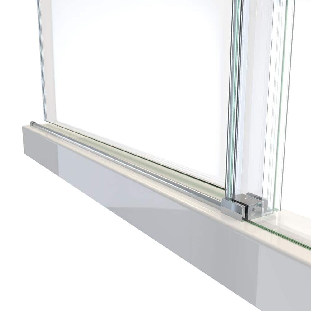Seneca 60 in. W. x 62 in. H Frameless Sliding Tub Door in Matte Black with Clear Glass - Image 4