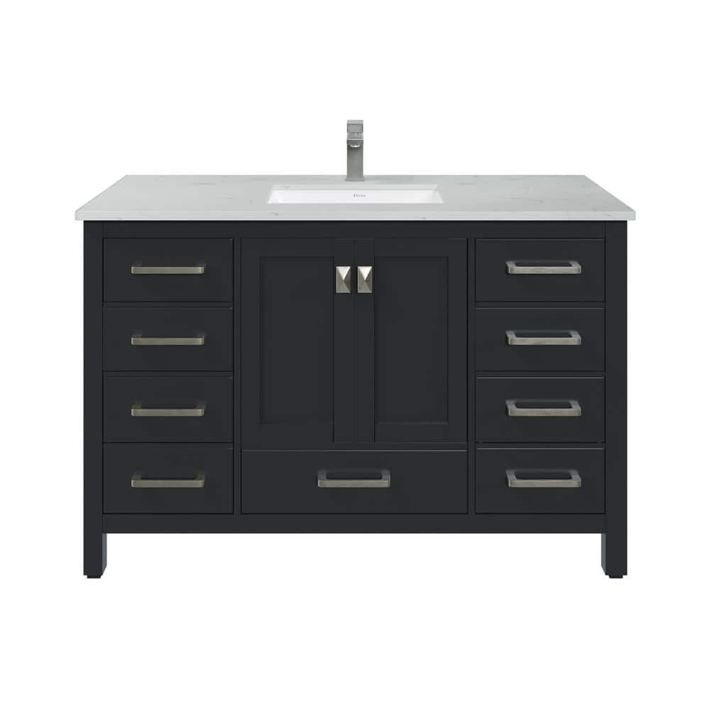 London 48 in. Single Sink Espresso Bath Vanity with White Carrara Quartz Top (Assembled) - Image 2