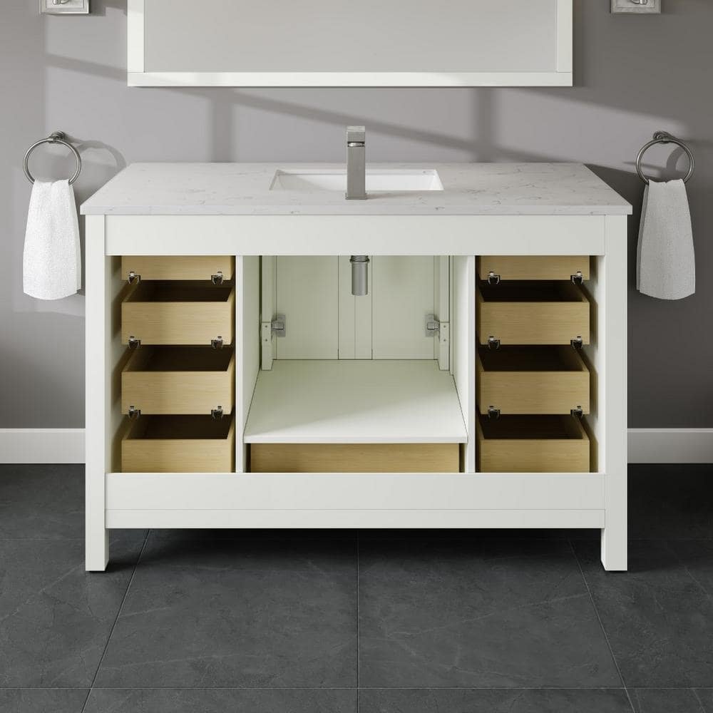 London 48 in. Single Sink White Bath Vanity with White Carrara Quartz Top (Assembled) - Image 4