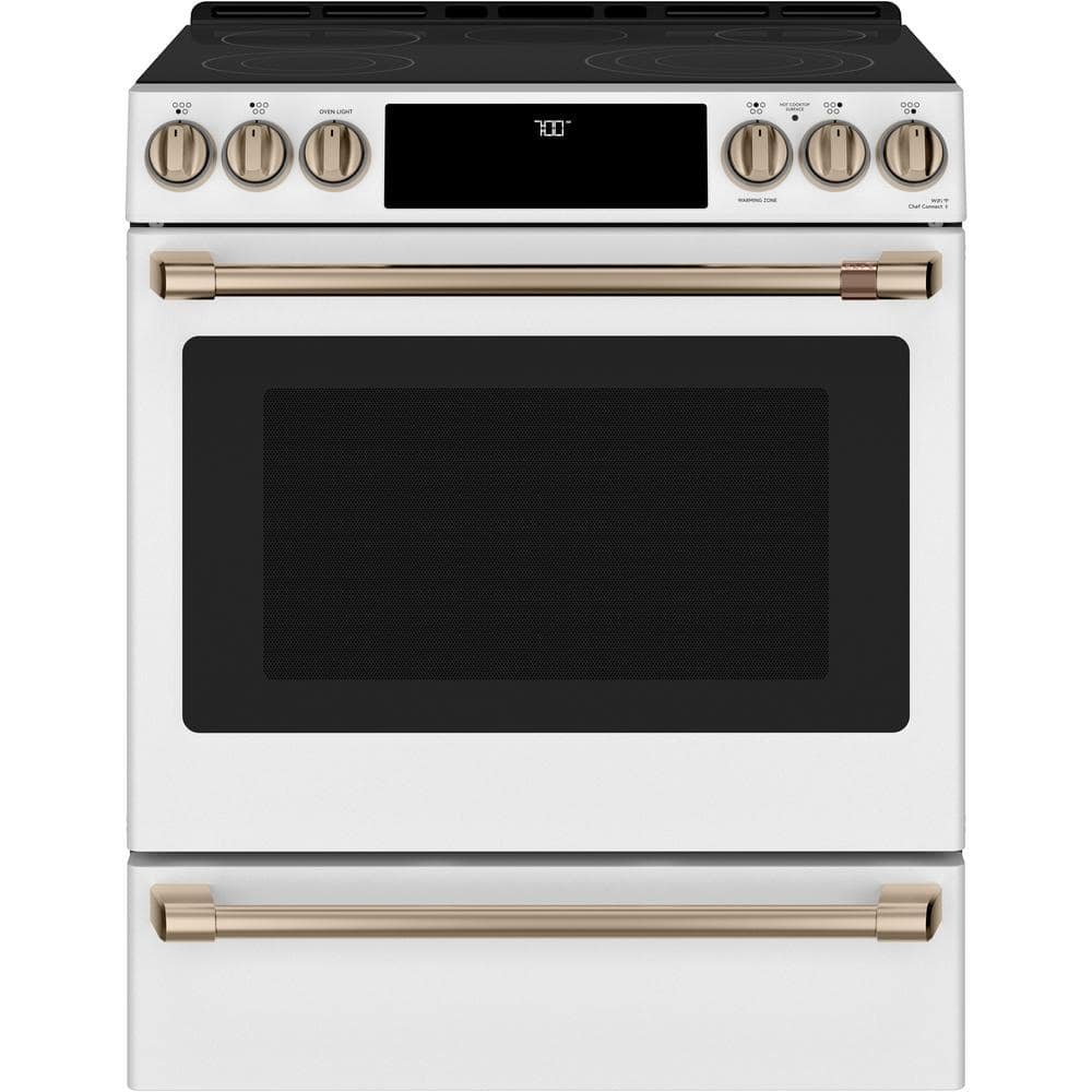 30 in. 5 Burner Element Smart Slide-In Electric Range in Matte White with True Convection, Air Fry