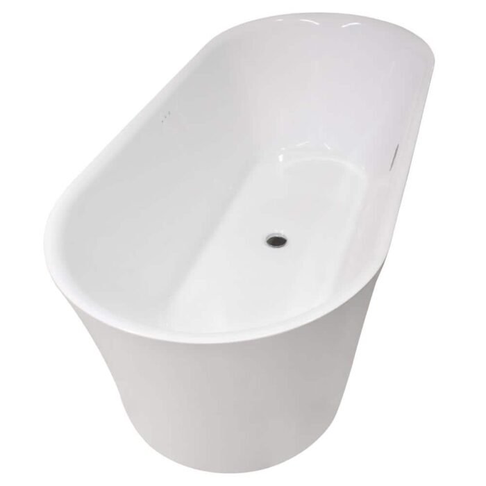 Jericho Series 67 in. x 32 in. Flat Bottom Acrylic Freestanding Air Jetted Bathtub with Center Drain in Glossy White - Image 4