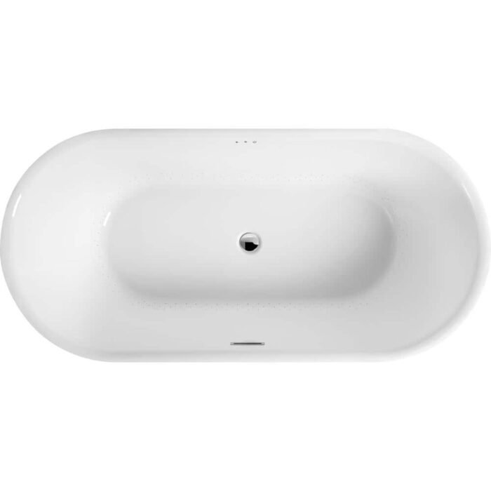 Jericho Series 67 in. x 32 in. Flat Bottom Acrylic Freestanding Air Jetted Bathtub with Center Drain in Glossy White - Image 3