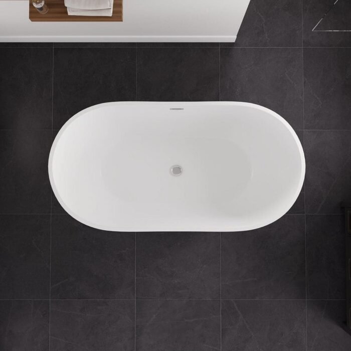 Opal 59 in. x 31 in. Acrylic Soaking Freestanding Bathtub with Center Drain in White - Image 2