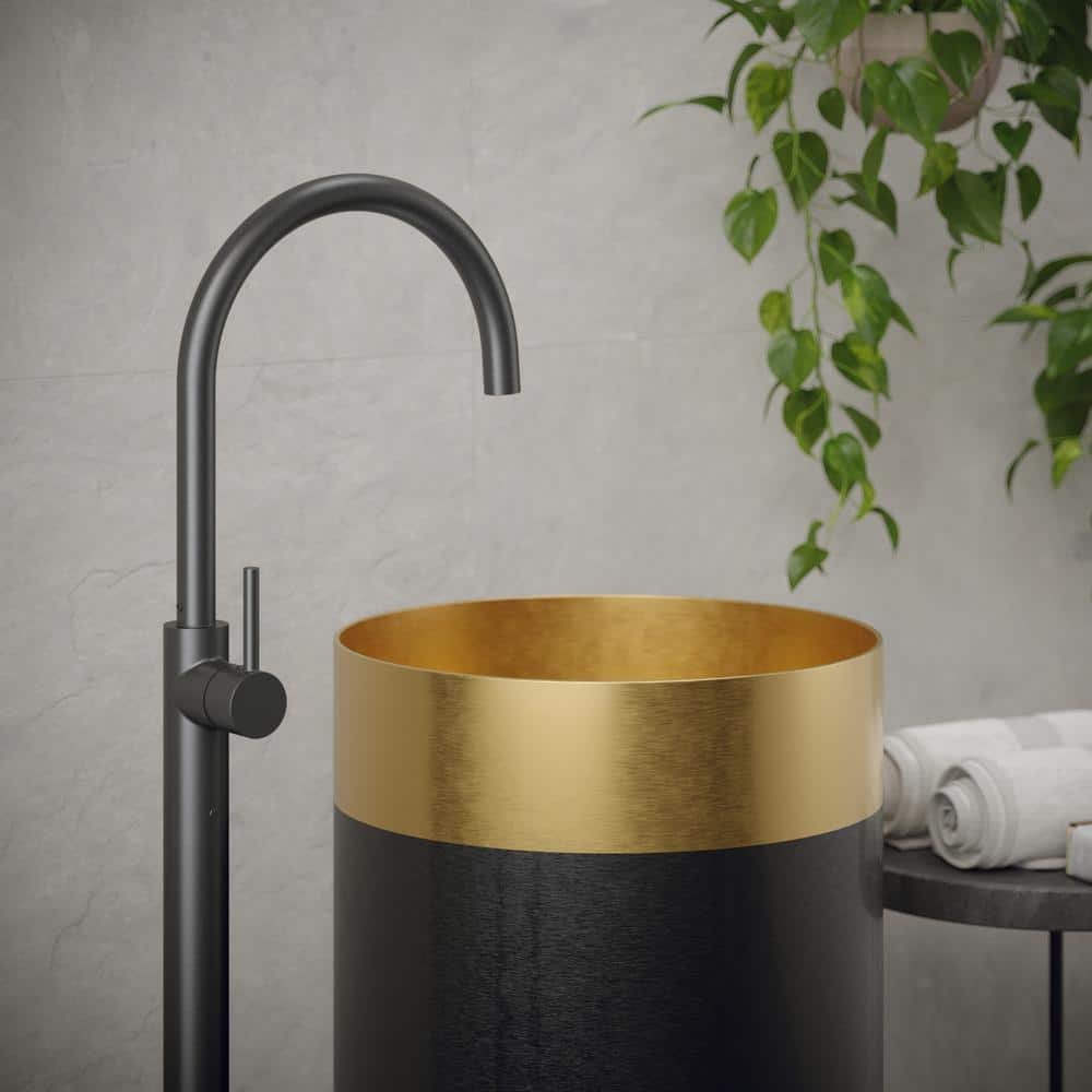 CCP200 32-3/4 in. Stainless Steel Pedestal Sink in Gold and Gunmetal Grey - Image 3