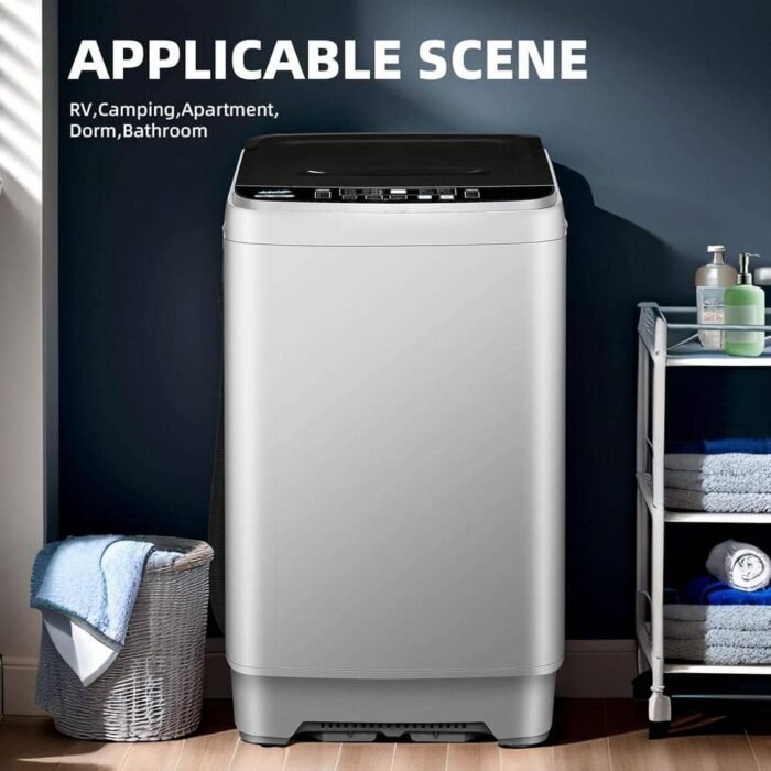 1.38 cu. ft. 17.7 lbs. Full-Automatic Top Load Washer, Smart Washing Machine with Drain Pump, 10 Wash Programs in Grey - Image 4