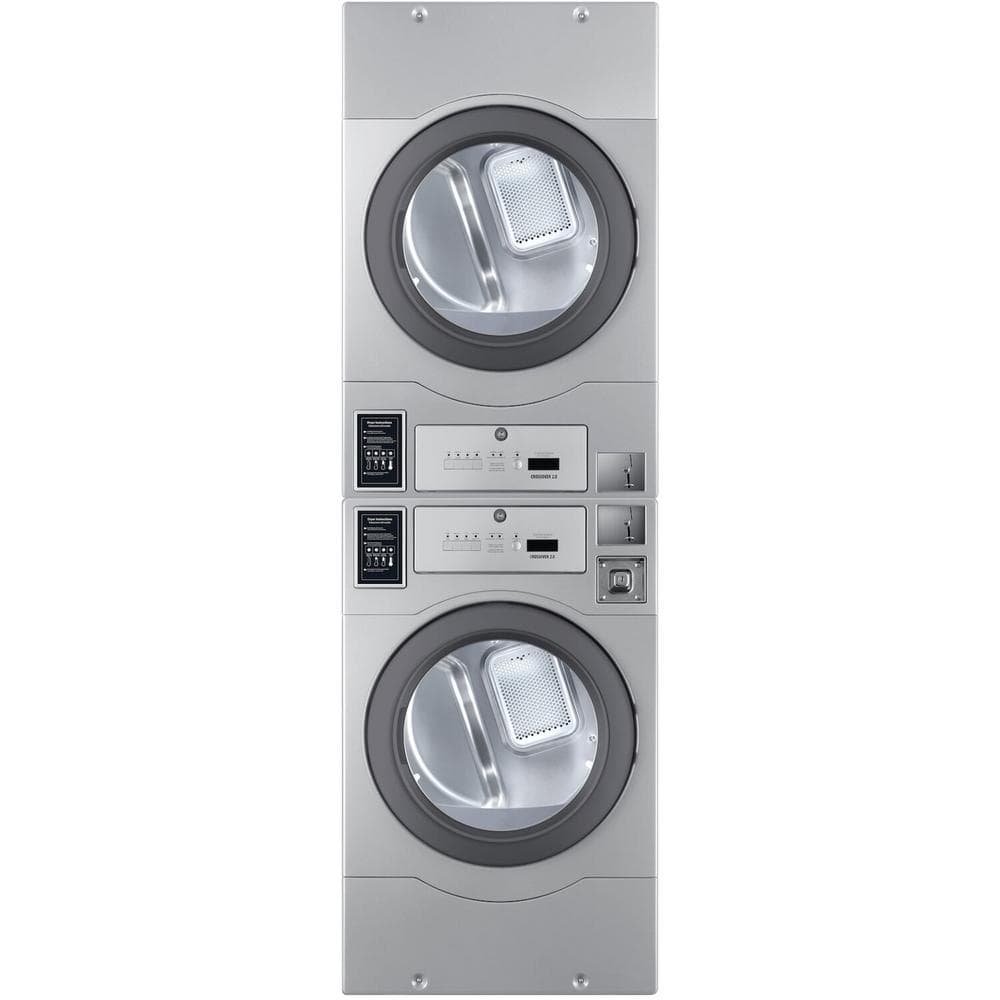 Commercial Laundry 7 cu. ft. Grey Stacked Gas Dryer, Coin-Operated and Free Use