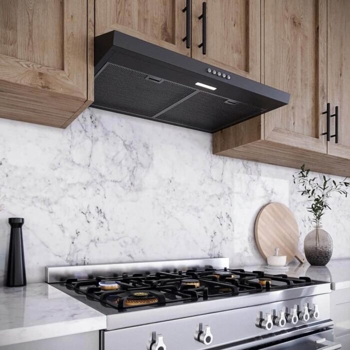 30 in. Cosenza Convertible Undermount Range Hood in Grit Black with Mesh Filters, Push Button Control, LED Light - Image 2