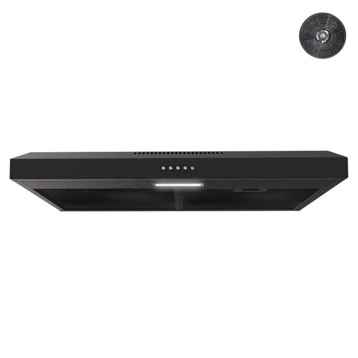 30 in. Castellaro Ductless Under Cabinet Range Hood in Grit Black with Mesh Filters, Push Button Control, LED Light
