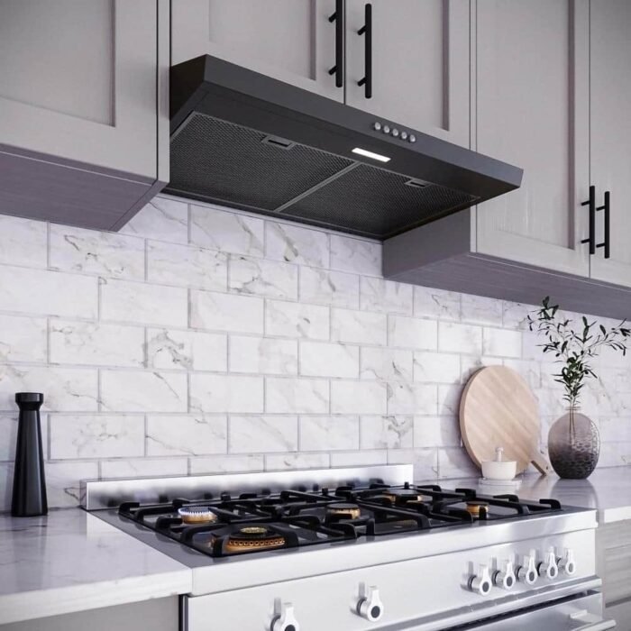 30 in. Castellaro Ductless Under Cabinet Range Hood in Grit Black with Mesh Filters, Push Button Control, LED Light - Image 2
