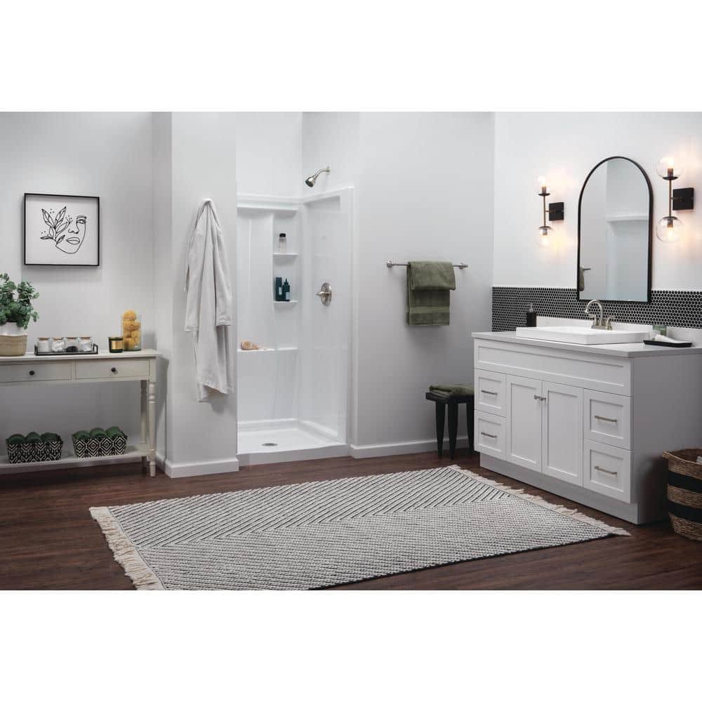 Classic 500 36 in. W x 73.25 in. H x 36 in. D 3-Piece Direct-to-Stud Alcove Shower Surrounds in High Gloss White - Image 2
