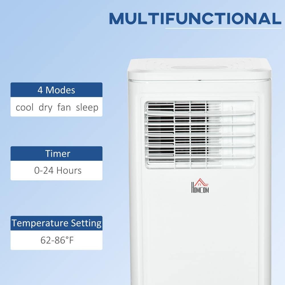 5,000 BTU Portable Air Conditioner Cools 150 Sq. Ft. with Dehumidifier, Fan, Remote and Wheels in White - Image 4