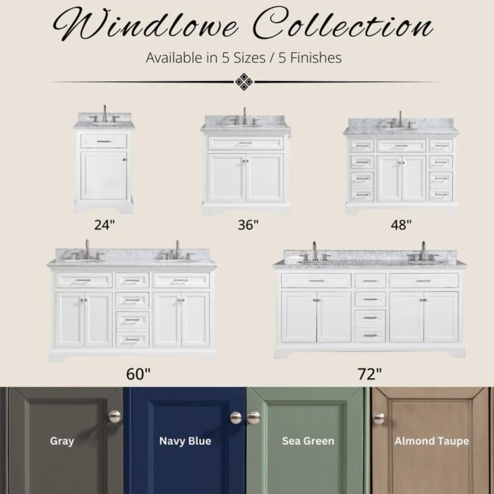 Windlowe 49 in. Single Sink Green Bath Vanity with White Carrara Marble Top (Assembled) - Image 3