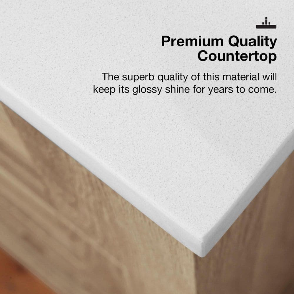 Autumn 36 in. Single Sink Weathered Tan Bath Vanity with White Engineered Stone Top (Assembled) - Image 4