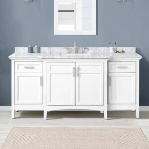 Sassy 72 in. Single Sink White Bath Vanity with Carrara Marble Top (Assembled)
