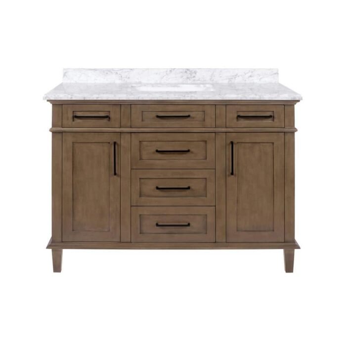 Sonoma 48 in. Single Sink Almond Latte Bath Vanity with Carrara Marble Top (Assembled) - Image 2