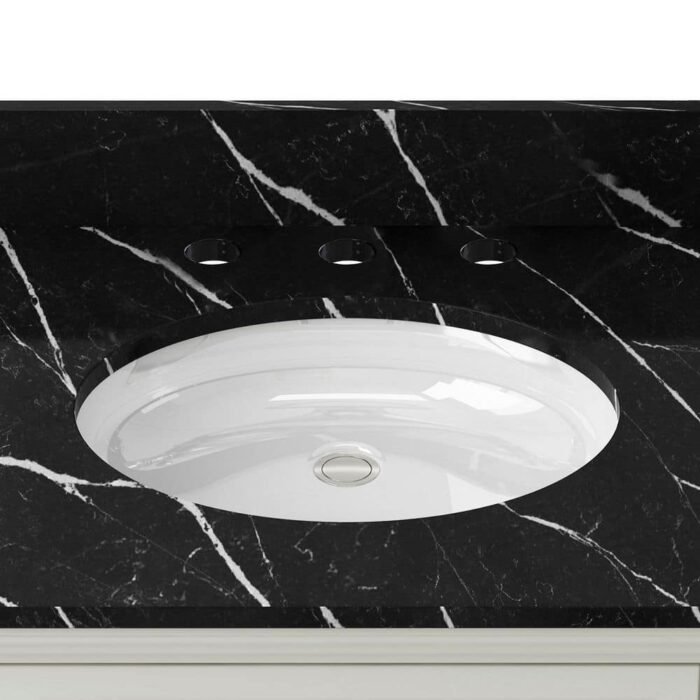 Sadie 67 in. Double Sink Matte Pearl Bath Vanity with Black Marquina Quartz Top (Assembled) - Image 4