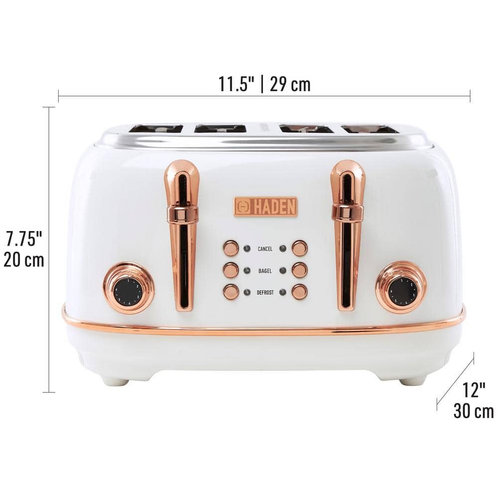 Heritage 1500-Watt 4-Slice Ivory and Copper Wide Slot Retro Toaster with Removable Crumb Tray and Browning Control - Image 3