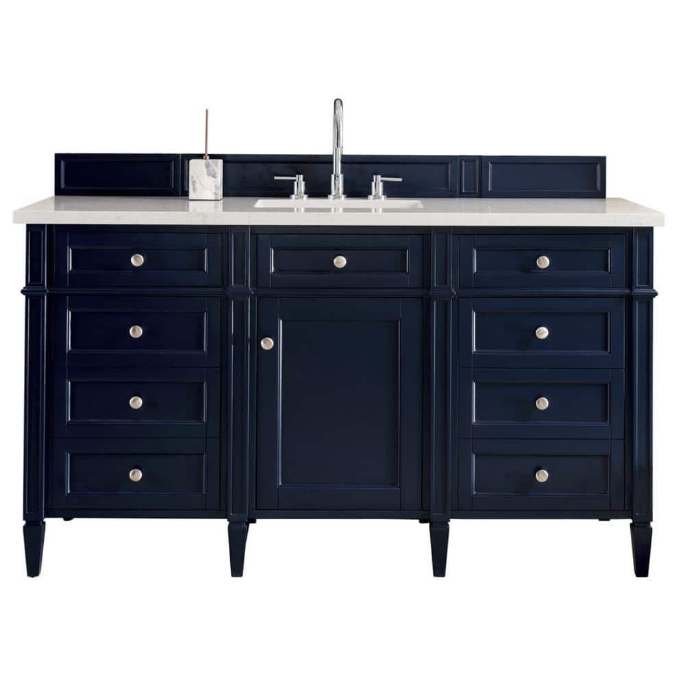 Brittany 60.0 in. W x 23.5 in. D x 34 in. H Bathroom Vanity in Victory Blue with White Zeus Quartz Top