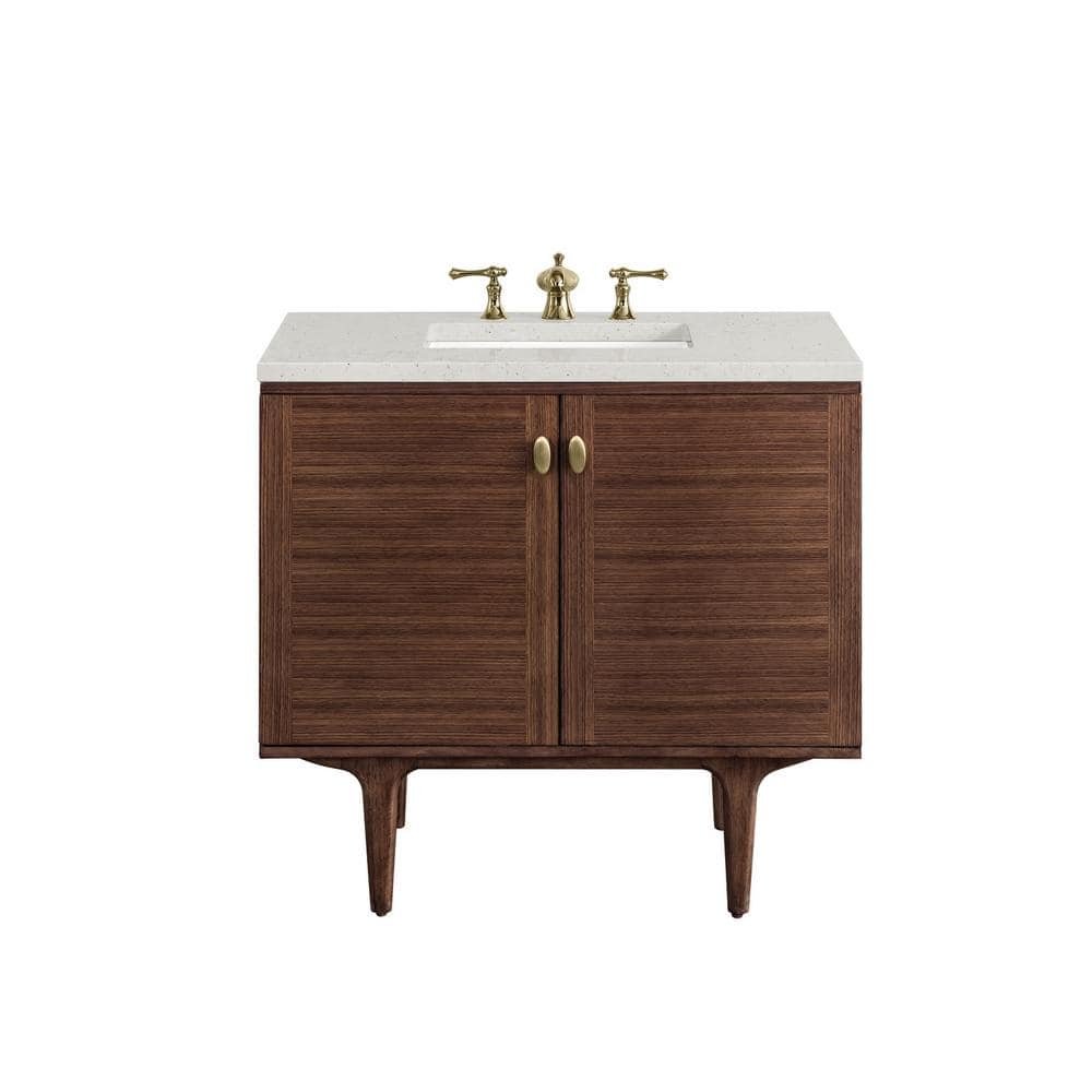 Amberly 36.0 in. W x 23.5 in. D x 34.7 in. H Single Bathroom Vanity Mid-Century Walnut and Lime Delight Top