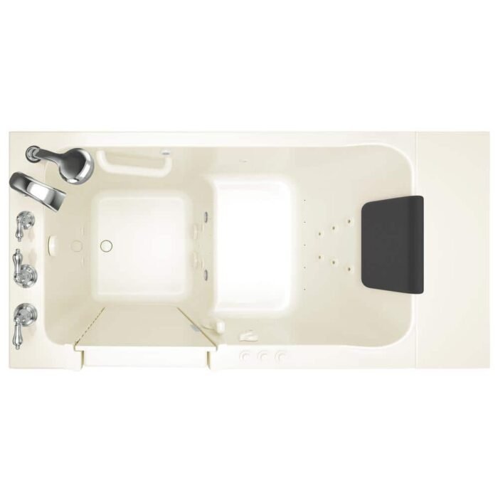 Acrylic Luxury 51 in. x 30 in. Left Hand Walk-In Whirlpool and Air Bathtub in Linen - Image 3