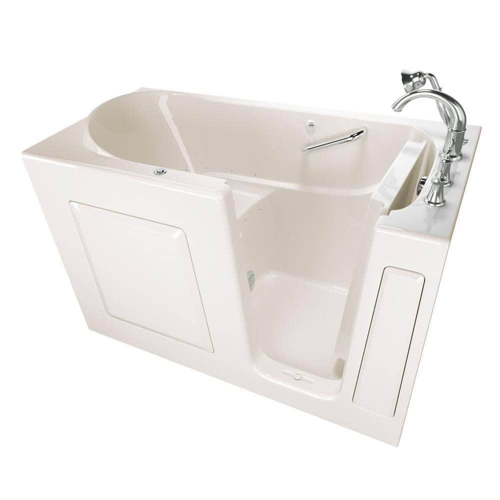 Exclusive Series 60 in. x 30 in. Right Hand Walk-In Air Bath Bathtub with Quick Drain in Linen
