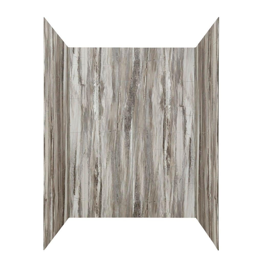 36in x 60in x 78in 4-Piece Glue-Up Alcove Shower Wall, Shelf, Trim Kit in Louvre Granite - Image 2