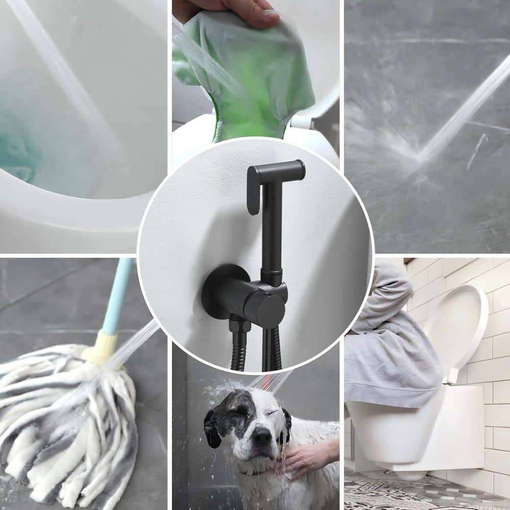 Single-Handle Bidet Faucet with Handle Wall Mount Bidet Sprayer for Toilet with Rough-In Valve in Matte Black - Image 4