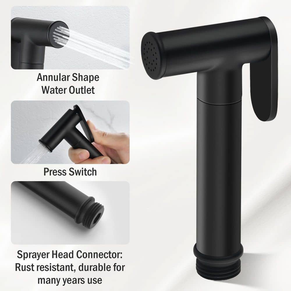 Single-Handle Bidet Faucet with Handle Wall Mount Bidet Sprayer for Toilet with Rough-In Valve in Matte Black - Image 3