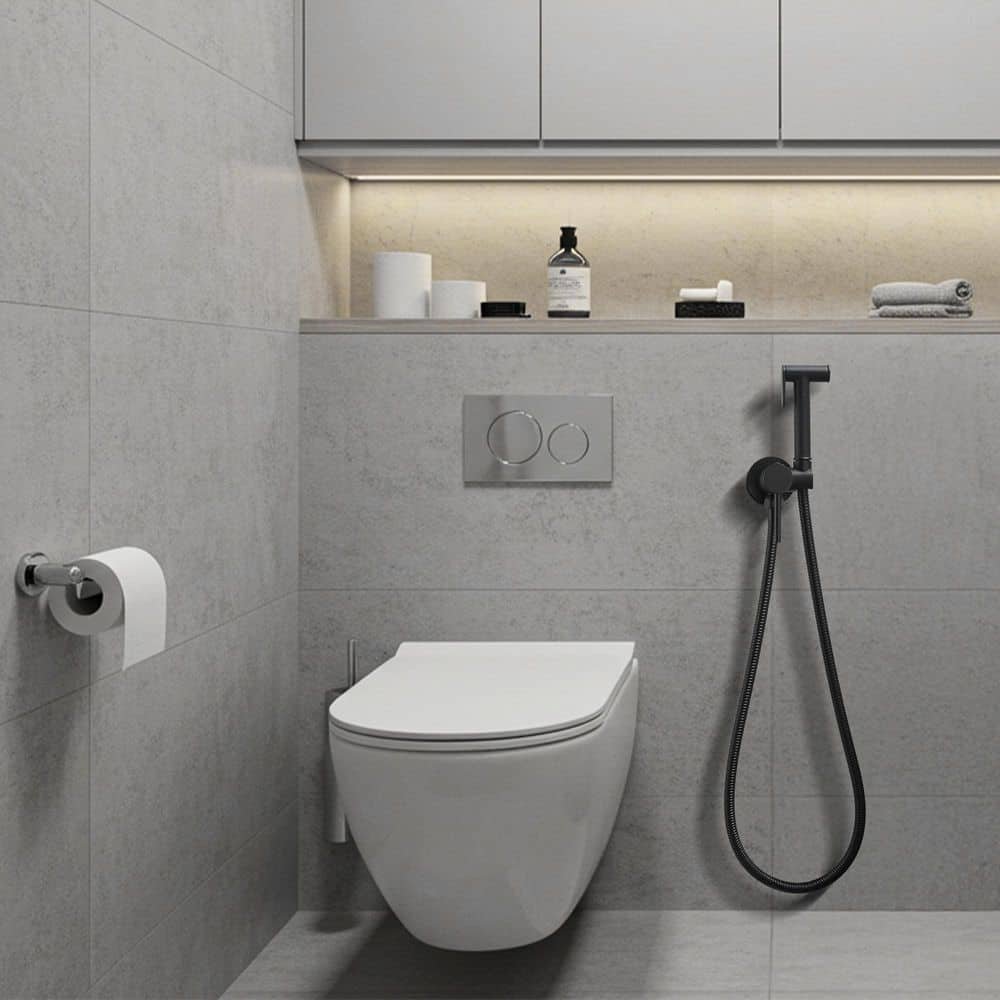 Single-Handle Bidet Faucet with Handle Wall Mount Bidet Sprayer for Toilet with Rough-In Valve in Matte Black - Image 2