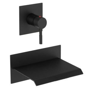 Single Handle Wall Mount Spout Waterfall Tub Faucet Bathtub Filler in Matte Black