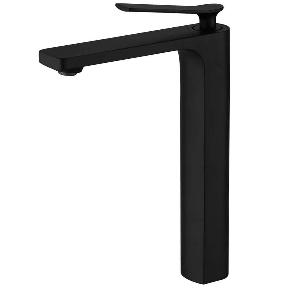 Single Hole Single Handle Bathroom Vessel Sink Faucet With Supply Hose in Matte Black