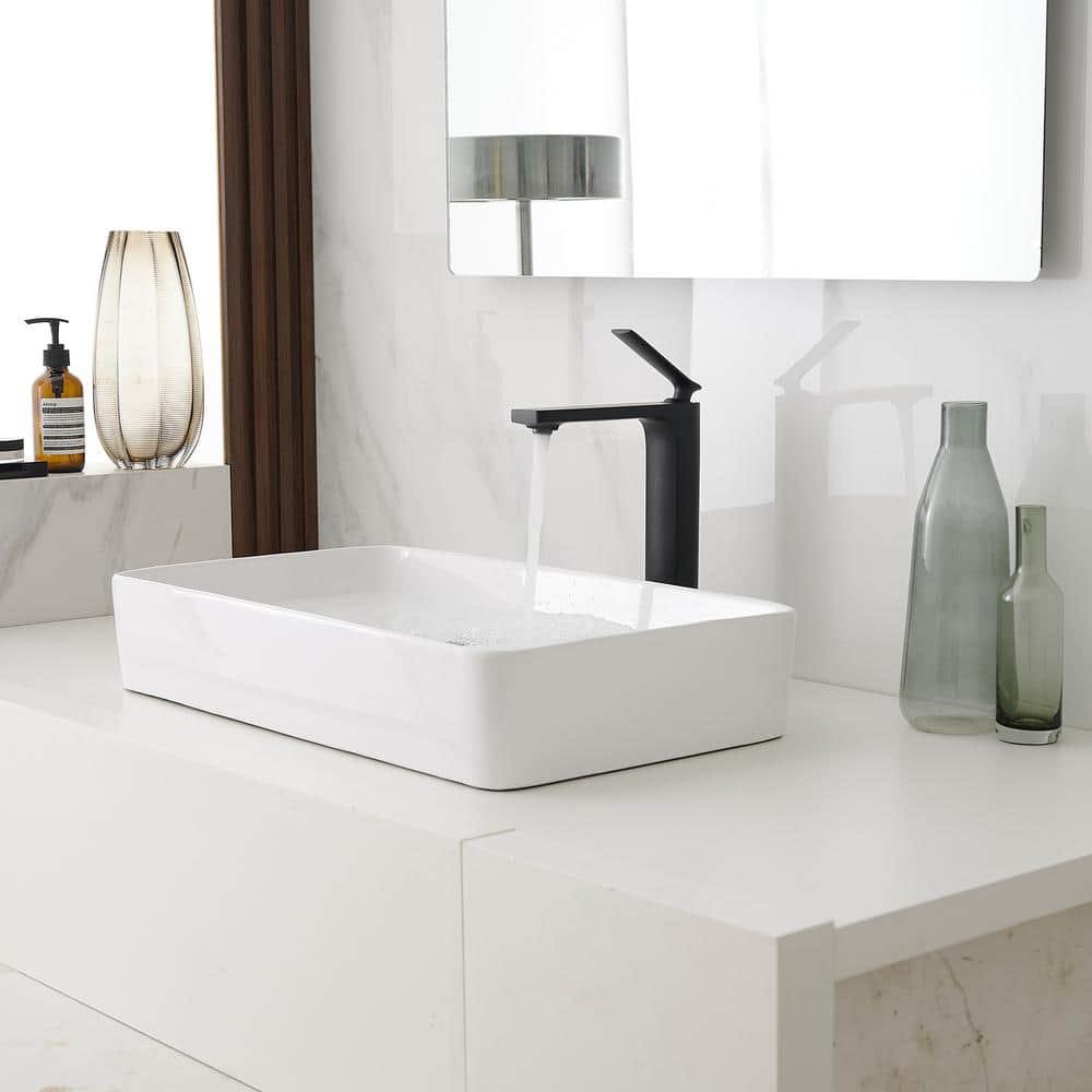 Single Hole Single Handle Bathroom Vessel Sink Faucet With Supply Hose in Matte Black - Image 2