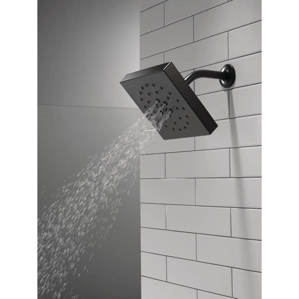 4-Spray Patterns 1.75 GPM 7.69 in. Wall Mount Fixed Shower Head with H2Okinetic in Matte Black - Image 2